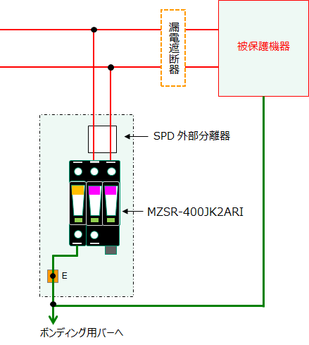 MZSR-200JK2の単相2線配線図