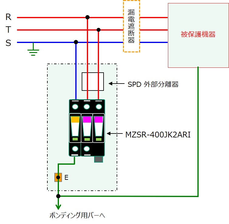 MZSR-200JK2の単相2線配線図