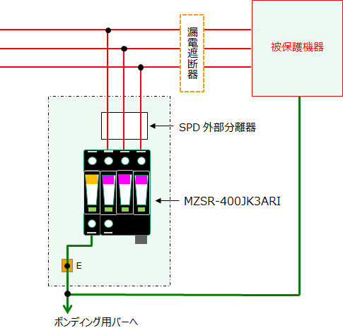 MZSR-200JK2の単相2線配線図