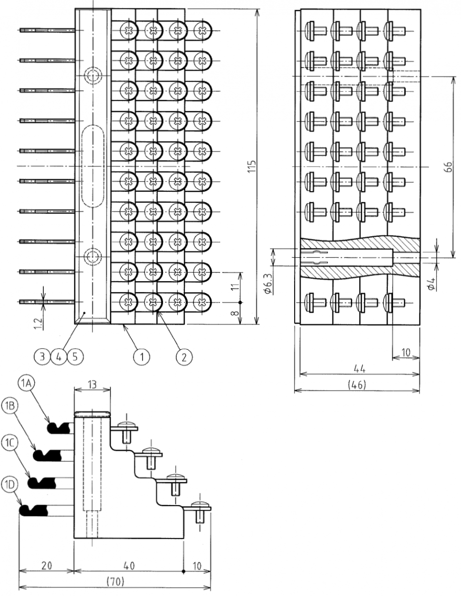 10P-4A（椀座無）の外形寸法図